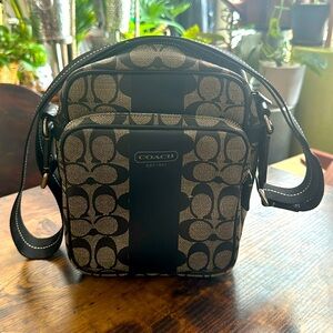 COPY - Coach Heritage Stripe Flight Shoulder Bag in Black